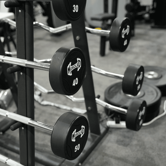 Pro Urethane Barbell Set(Straight or Curl) - 20 to 110 lbs (Barbell Set Only) - Muscle D Fitness - Premium Quality Urethane Barbell Set