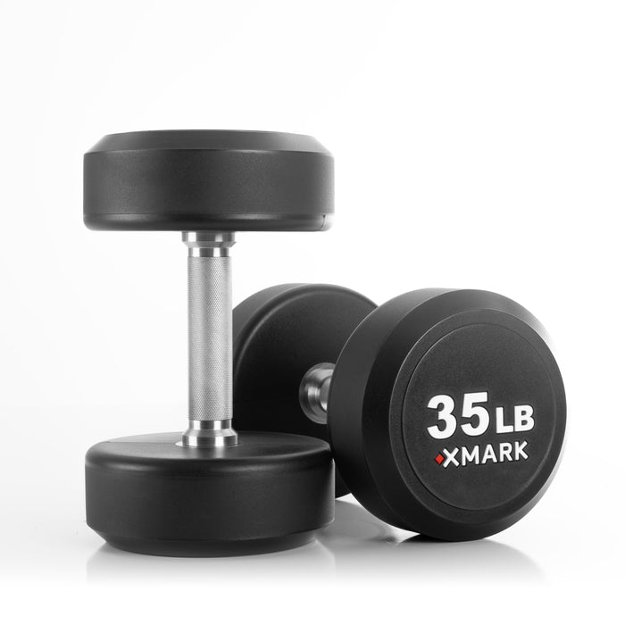 XMARK Round Commercial Urethane Dumbbells — 5-50 lb and 5-75 lb Sets