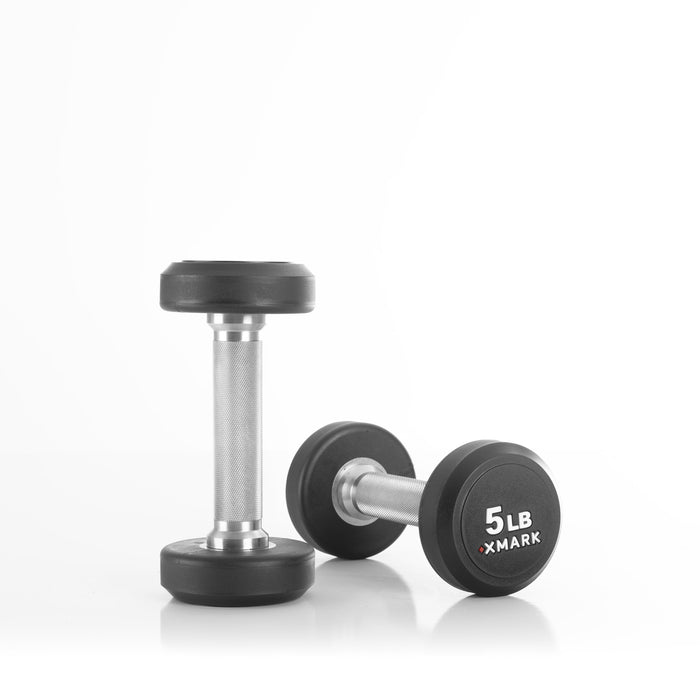 XMARK Round Commercial Urethane Dumbbells — 5-50 lb and 5-75 lb Sets