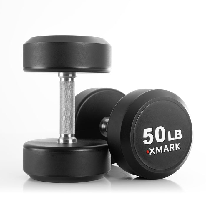 XMARK Round Commercial Urethane Dumbbells — 5-50 lb and 5-75 lb Sets
