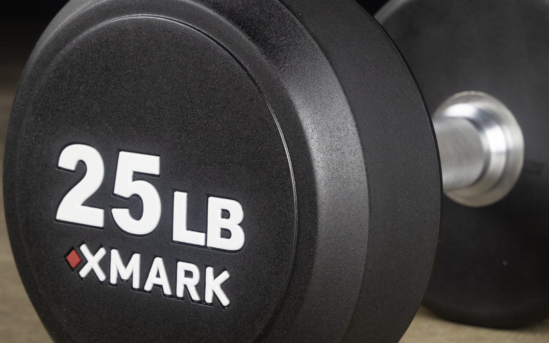 XMARK Round Commercial Urethane Dumbbells — 5-50 lb and 5-75 lb Sets