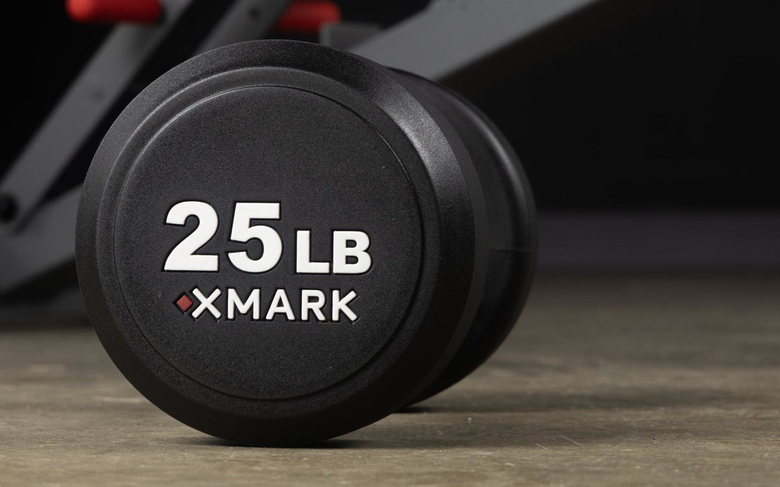XMARK Round Commercial Urethane Dumbbells — 5-50 lb and 5-75 lb Sets