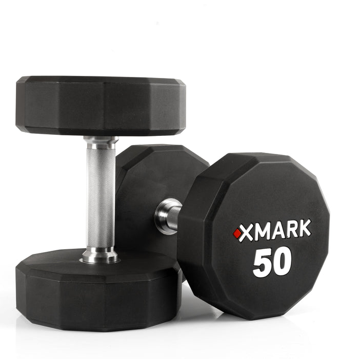 XMARK 12-Sided Commercial Urethane Dumbbells — 5-50 lb and 5-75 lb Sets