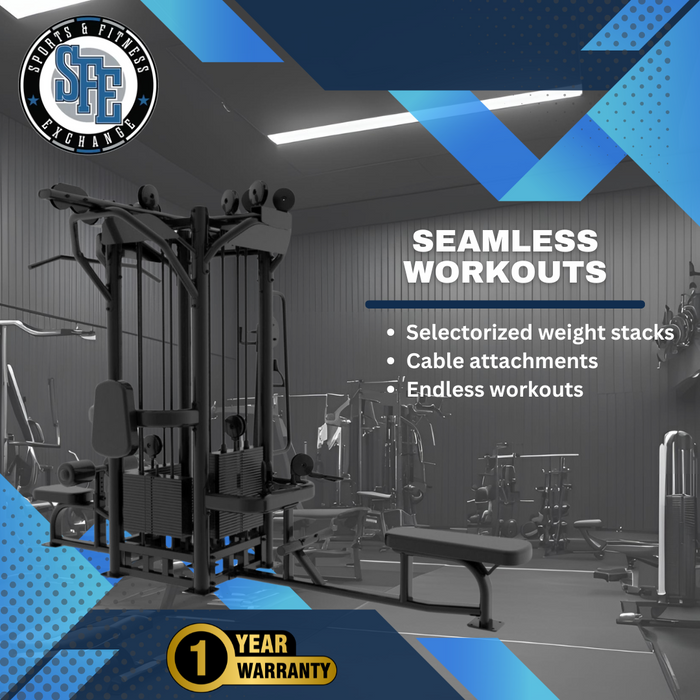 Selectorized 4 Station Jungle Gym Machine — 4x Weight Stacks