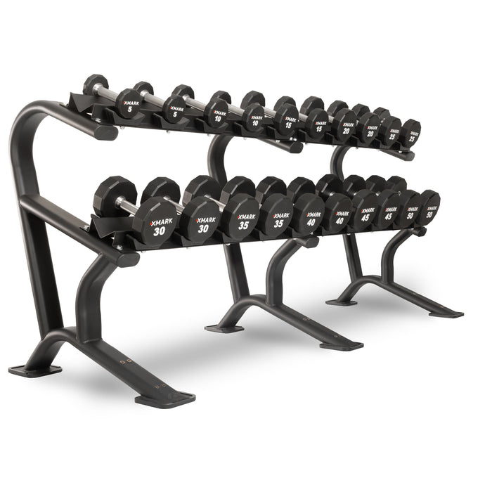 XMARK 12-Sided Commercial Urethane Dumbbells — 5-50 lb and 5-75 lb Sets