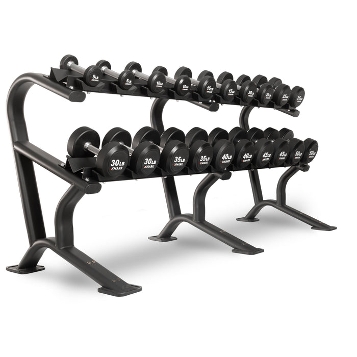 XMARK Round Commercial Urethane Dumbbells — 5-50 lb and 5-75 lb Sets