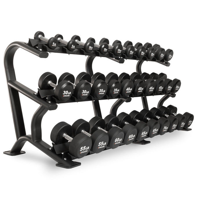 XMARK Round Commercial Urethane Dumbbells — 5-50 lb and 5-75 lb Sets