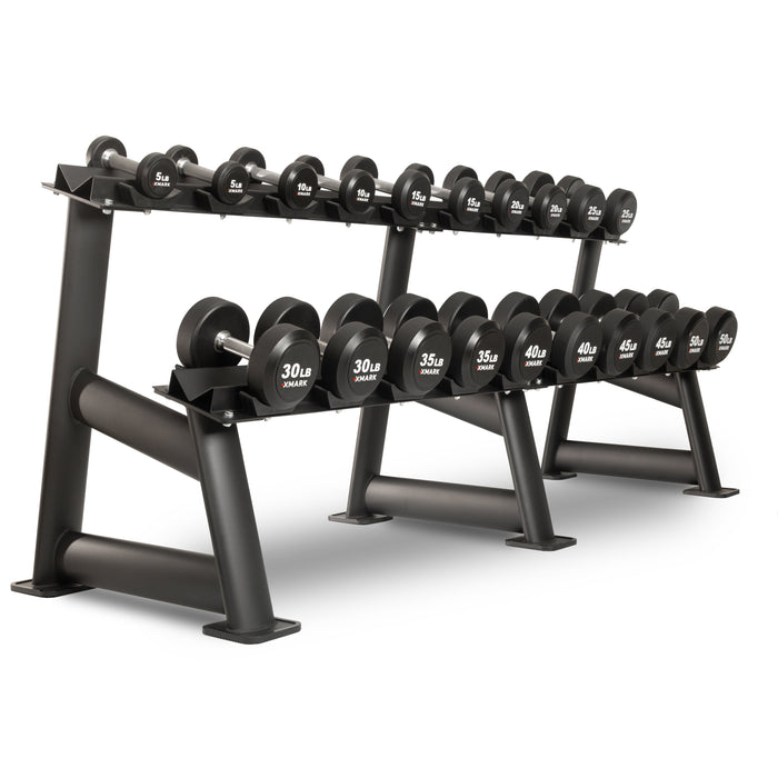 XMARK Round Commercial Urethane Dumbbells — 5-50 lb and 5-75 lb Sets