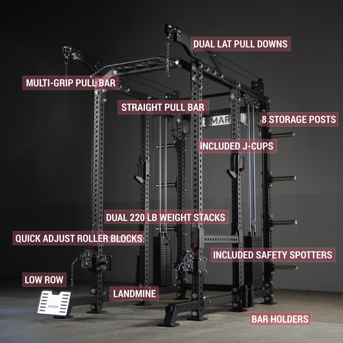 XMARK Commercial Power Rack Cable Machine — 440 lb Total Stack Weight