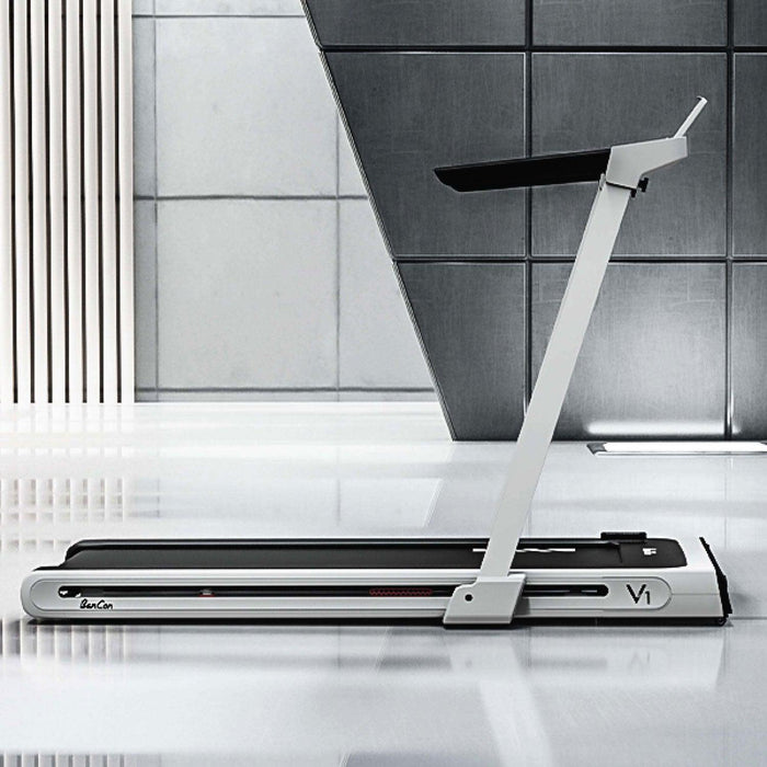 Low Profile Treadmill - Muscle D Fitness - LED Display - Heart Rate Monitor - Flex Deck for Low Impact - Adjustable Speed - Phone / Tablet Holder