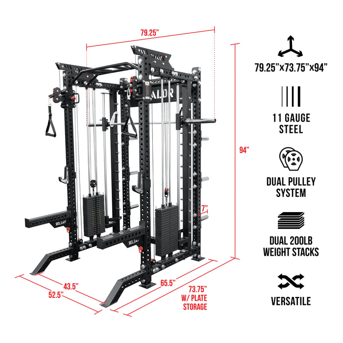 Valor Fitness Pro Smith Machine Functional Trainer