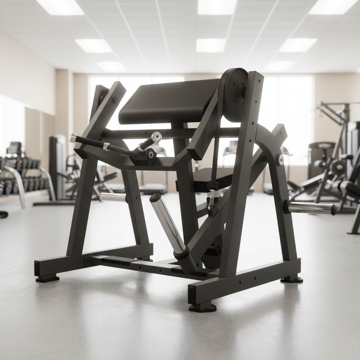 Excel Seated Biceps - Muscle D Fitness - Plate Load Arm Curl - Piston Assisted Seat Adjustment