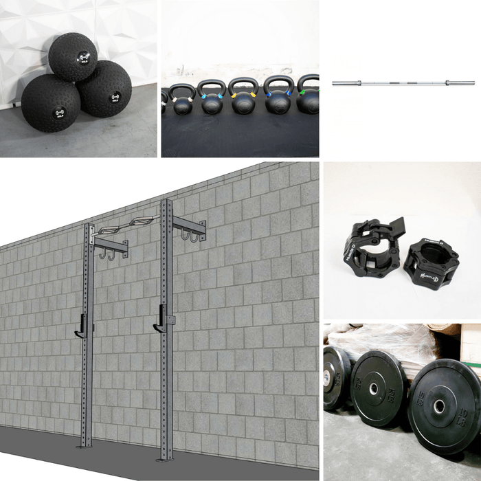 TGrip Commercial 4' Low Profile Wall Mount Rig Fitness Kits - 3x3 Steel - Functional Multi-Grip Pull-Up - Sandwich Style J-Hooks