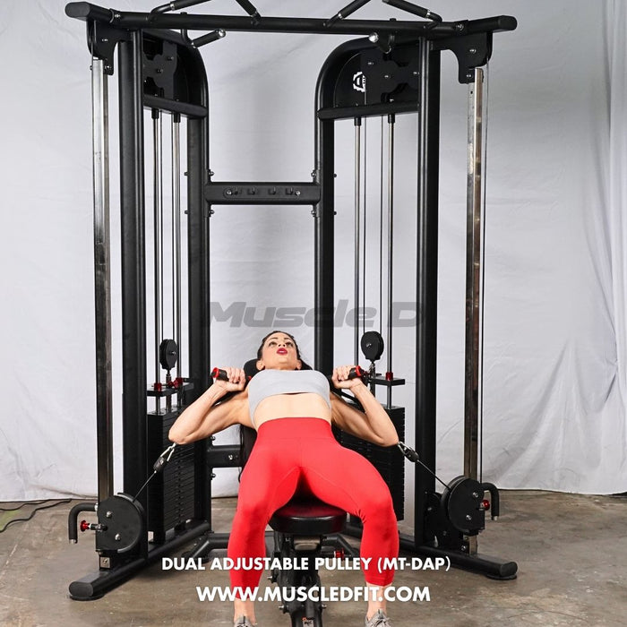 Muscle D Fitness 88" Dual Adjustable Pulley – Compact Cable Machine