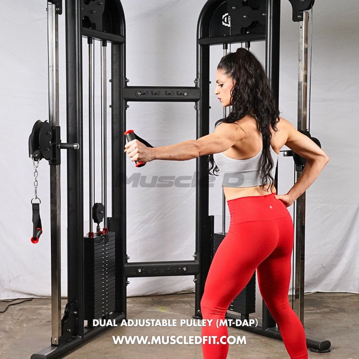 Muscle D Fitness 88" Dual Adjustable Pulley – Compact Cable Machine