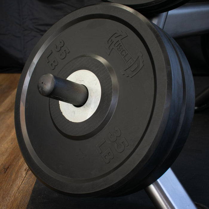 Pro Bumper Training Plates with Center Steel Hub - Muscle D Fitness - Virgin Rubber