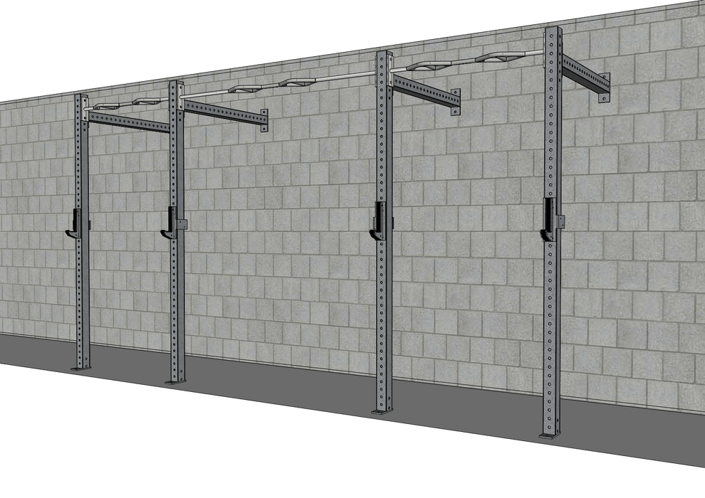 TGrip Commercial 14' Wall Mount Rig - 3x3 Steel - Functional Multi-Grip Pull-Up - Sandwich Style J-Hooks