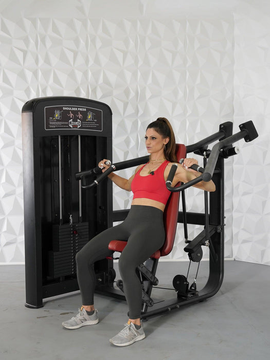 Elite Selectorized Shoulder Press - Muscle D Fitness - Commercial Adjustable Seated Pin Selectorized Shoulder Press Traps Shoulder Workout