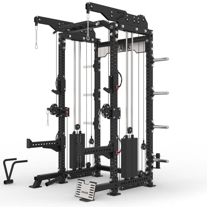 XMARK Commercial Half Rack Functional Trainer — Dual 220 lb Weight Stacks