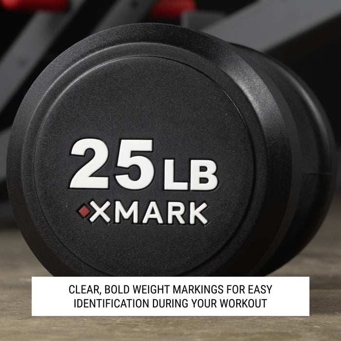 XMARK Round Commercial Urethane Dumbbells — 5-50 lb and 5-75 lb Sets