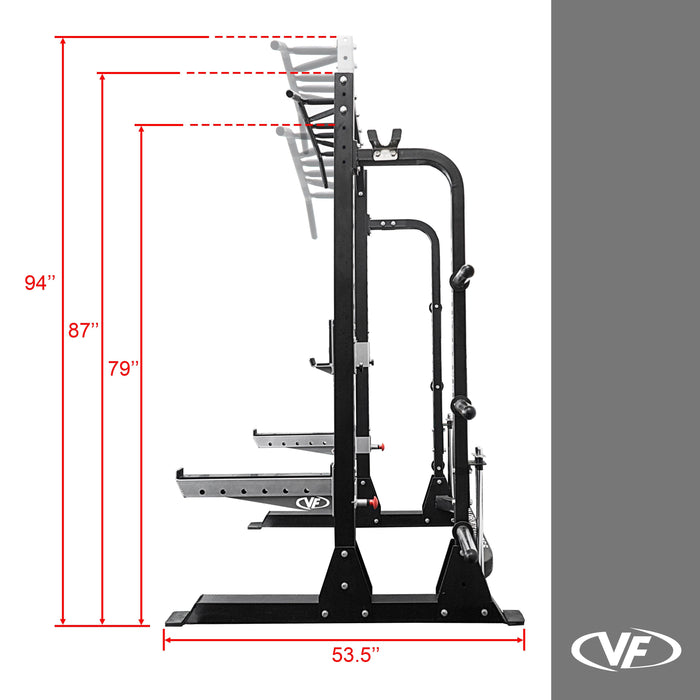 Valor Fitness 3x3 Half Rack w/ Multi Grip Pullup Bar and Plate Storage