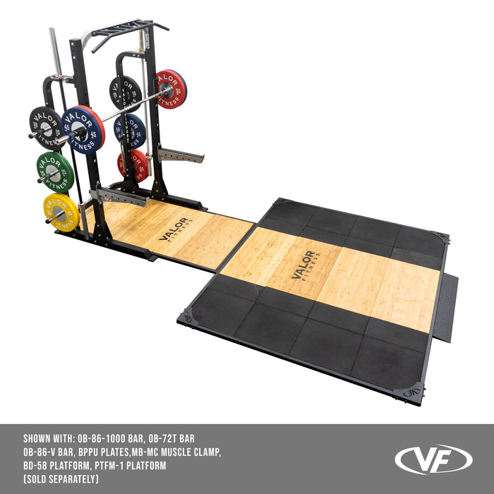 Valor Fitness 3x3 Half Rack w/ Multi Grip Pullup Bar and Plate Storage