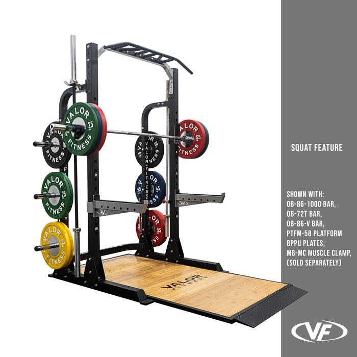 Valor Fitness 3x3 Half Rack w/ Multi Grip Pullup Bar and Plate Storage