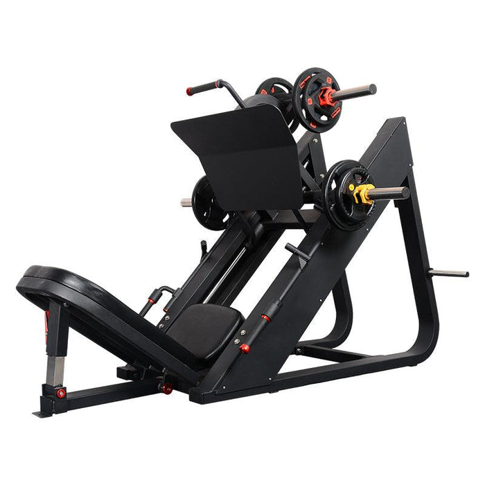 Excel Linear Leg Press - Muscle D Fitness - Plate Load Leg Press - Adjustable Back Pad - Plate Storge Pegs